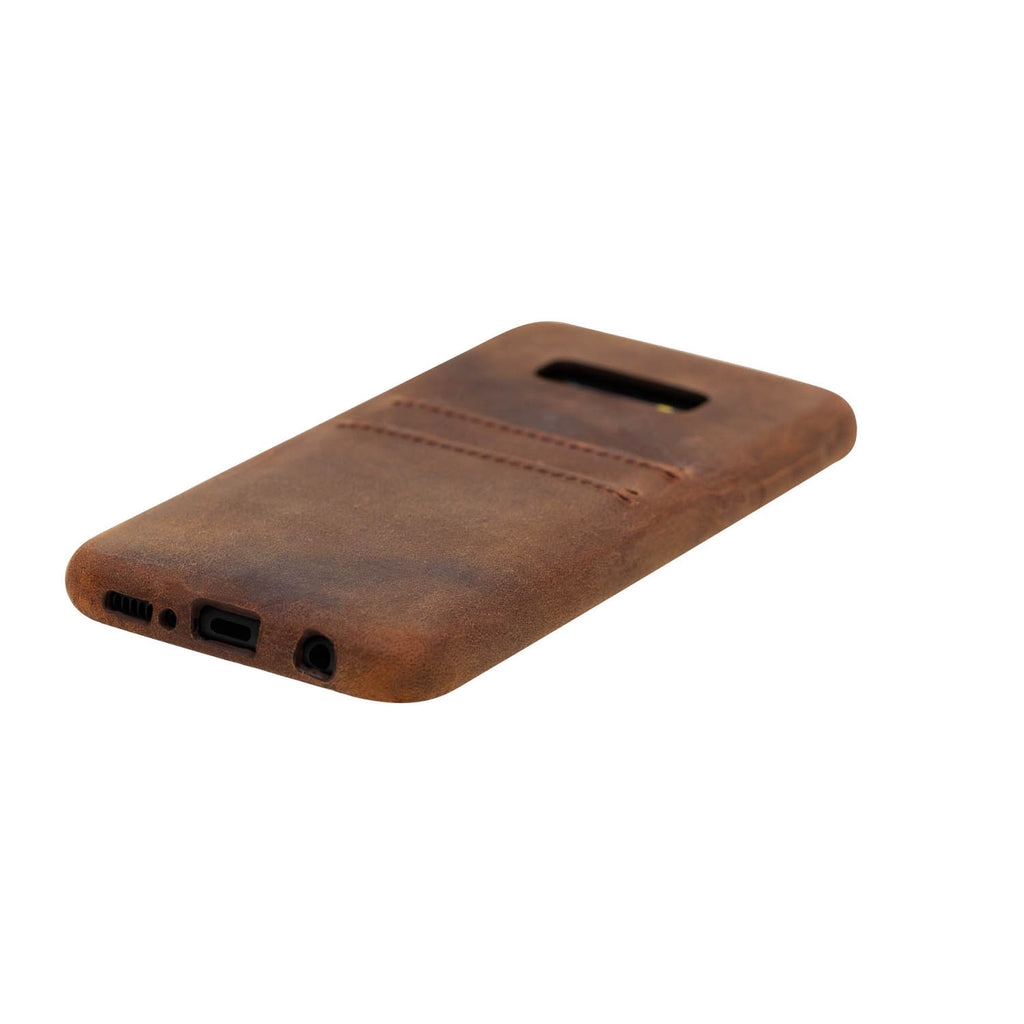 Samsung Galaxy S10e Brown Leather Snap-On Case with Card Holder - Hardiston - 5