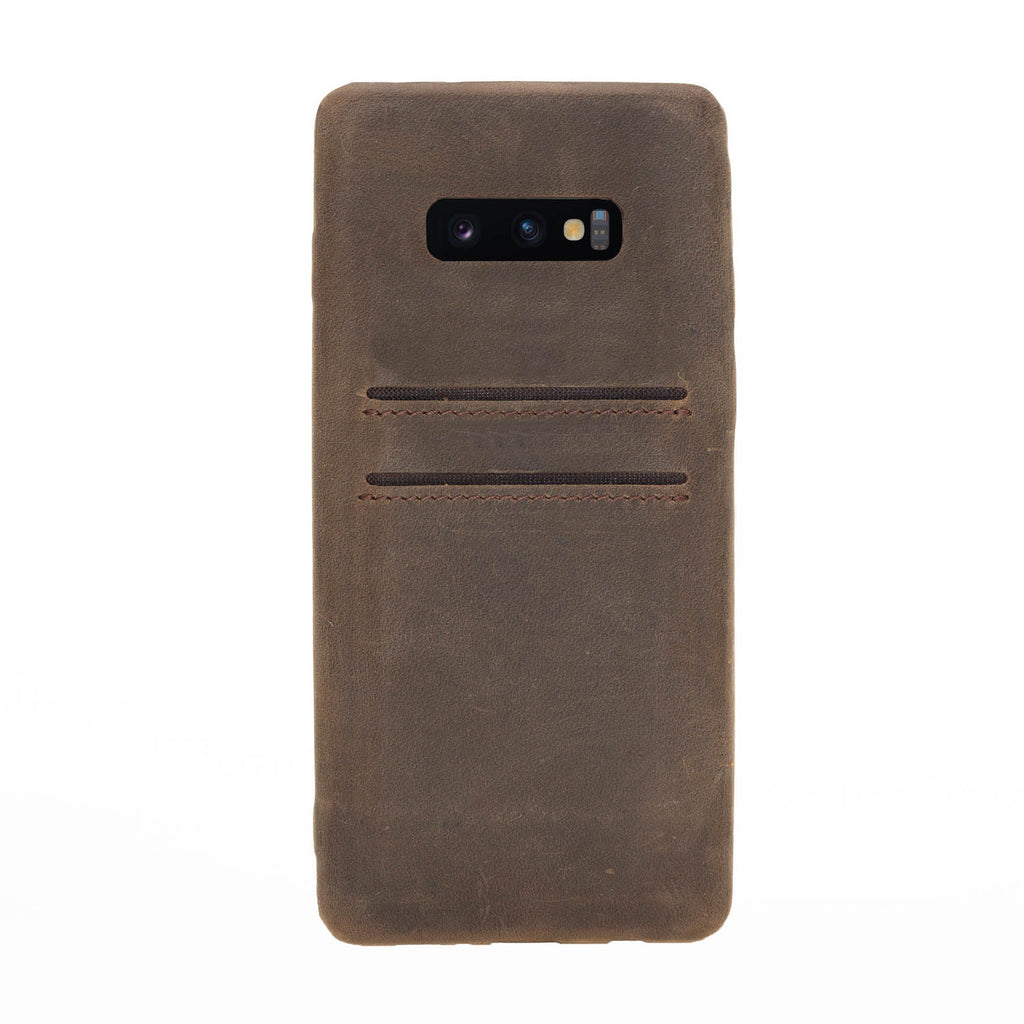 Samsung Galaxy S10e Mocha Leather Snap-On Case with Card Holder - Hardiston - 2