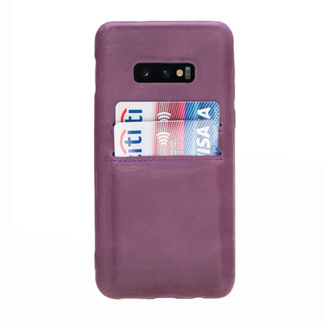 Samsung Galaxy S10e Purple Leather Snap-On Case with Card Holder - Hardiston - 1