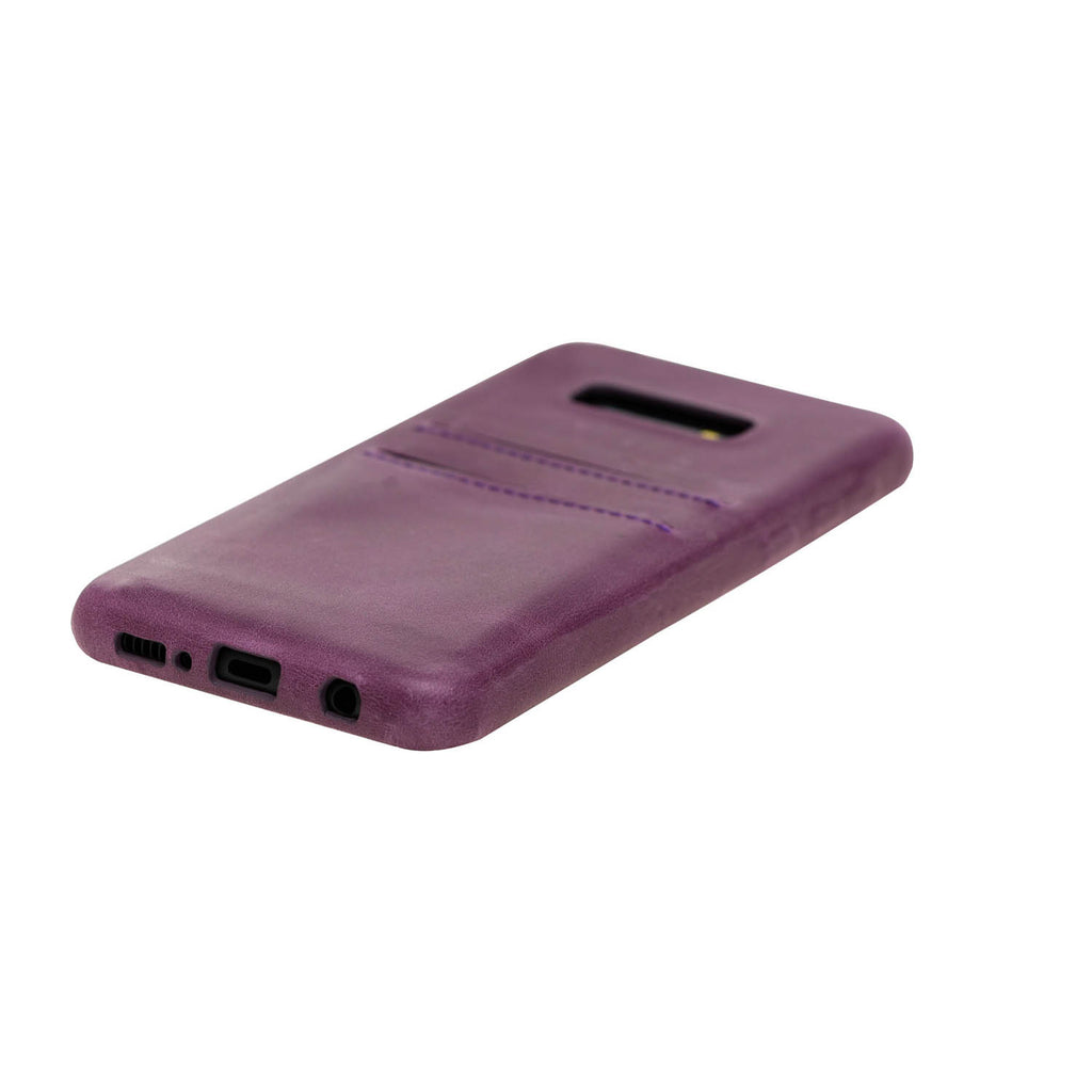 Samsung Galaxy S10e Purple Leather Snap-On Case with Card Holder - Hardiston - 5