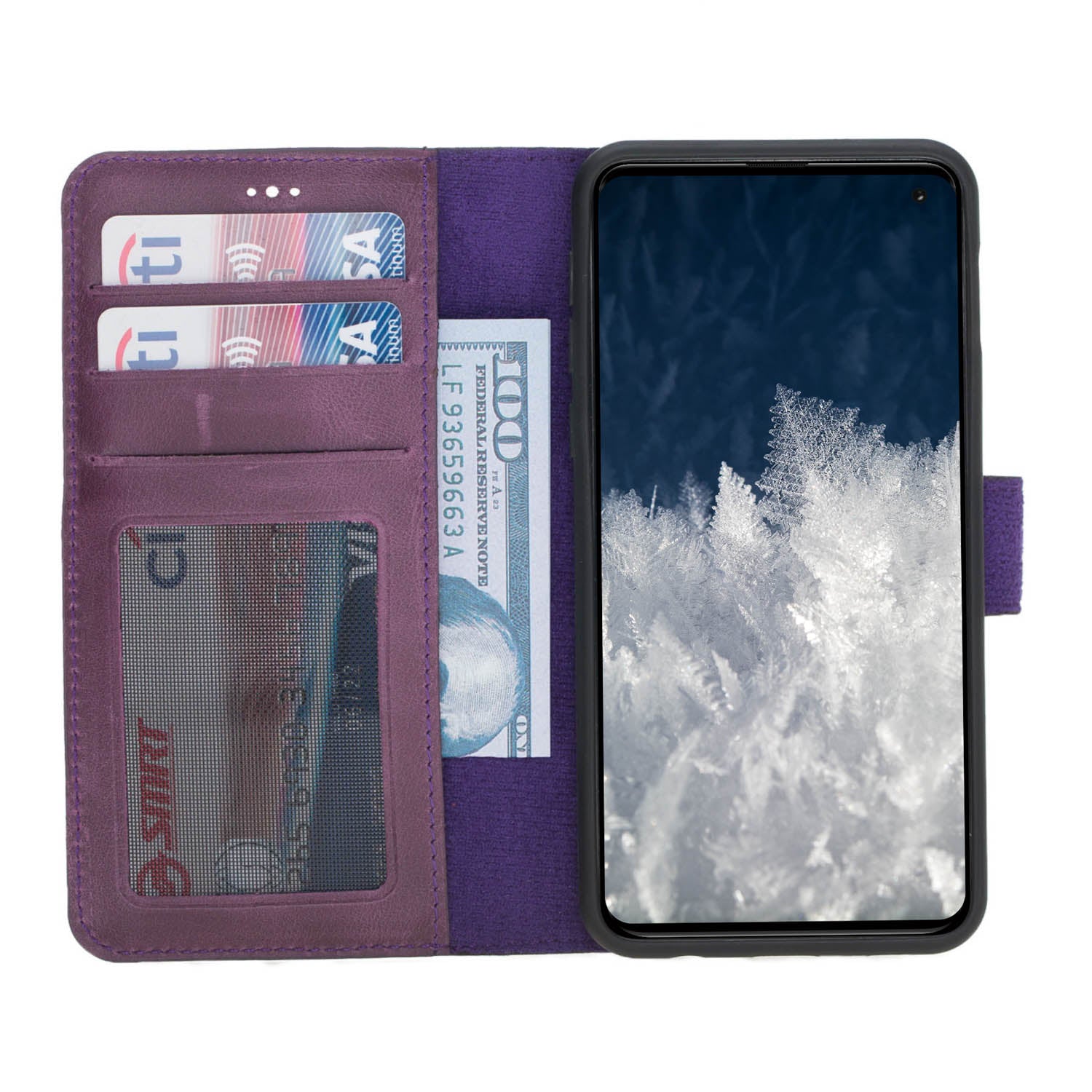 Samsung Galaxy S10e Leather Wallet Case with Card Holder - Hardiston Amber