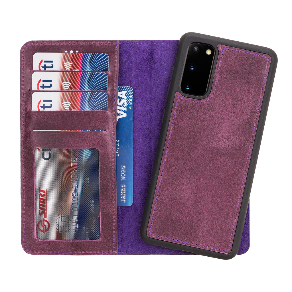 Samsung Galaxy S20 Purple Leather 2-in-1 Wallet Case with Card Holder - Hardiston - 1