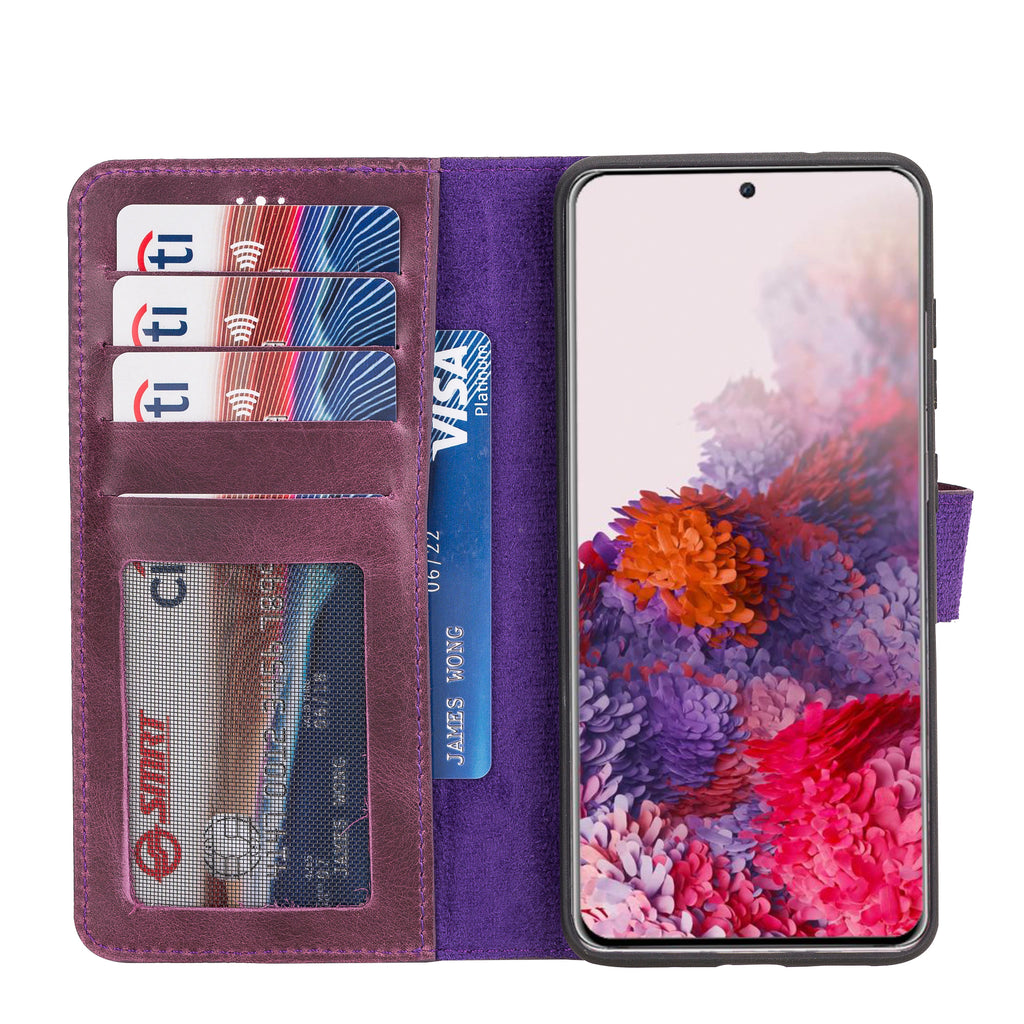 Samsung Galaxy S20 Purple Leather 2-in-1 Wallet Case with Card Holder - Hardiston - 2