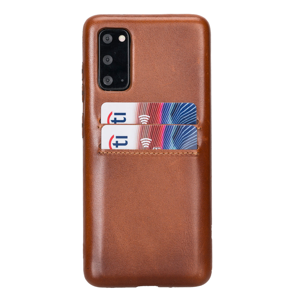 Samsung Galaxy S20 Russet Leather Snap-On Case with Card Holder - Hardiston - 1