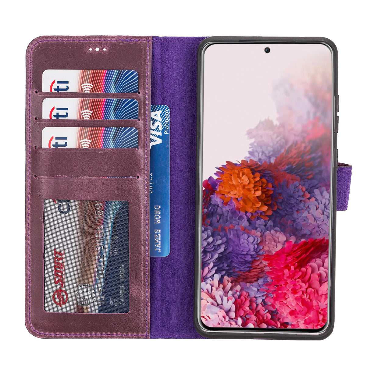 Samsung Galaxy S20 Ultra Purple Leather 2-in-1 Wallet Case with Card Holder - Hardiston - 2