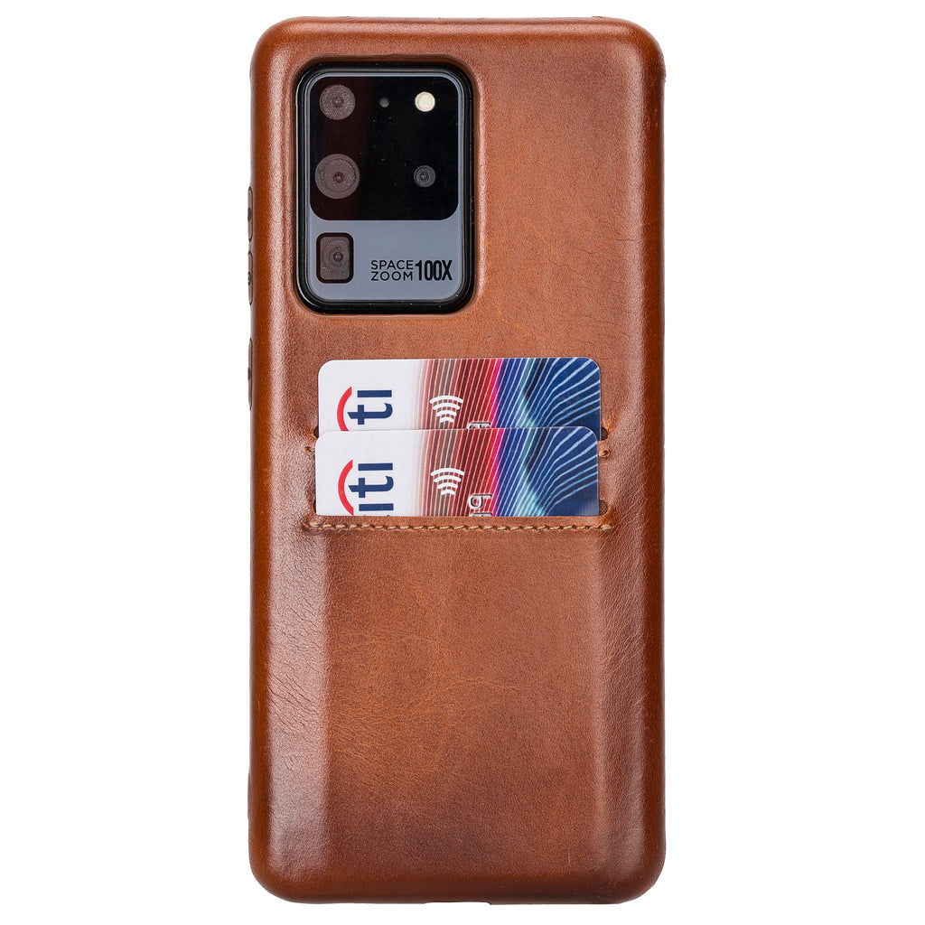 Samsung Galaxy S20 Ultra Russet Leather Snap-On Case with Card Holder - Hardiston - 1