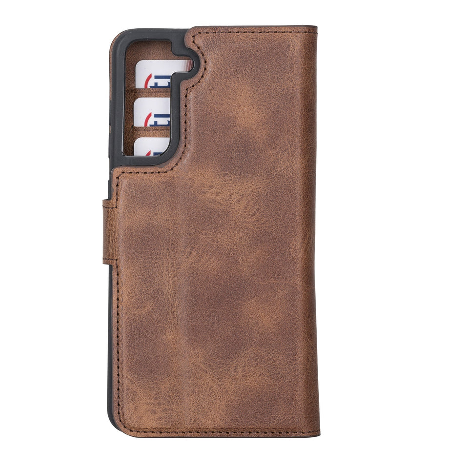 YIYUS Compatible with Samsung Galaxy S21 FE 6.41 inches 5G 2021 Genuine  Leather Wallet Case Brown