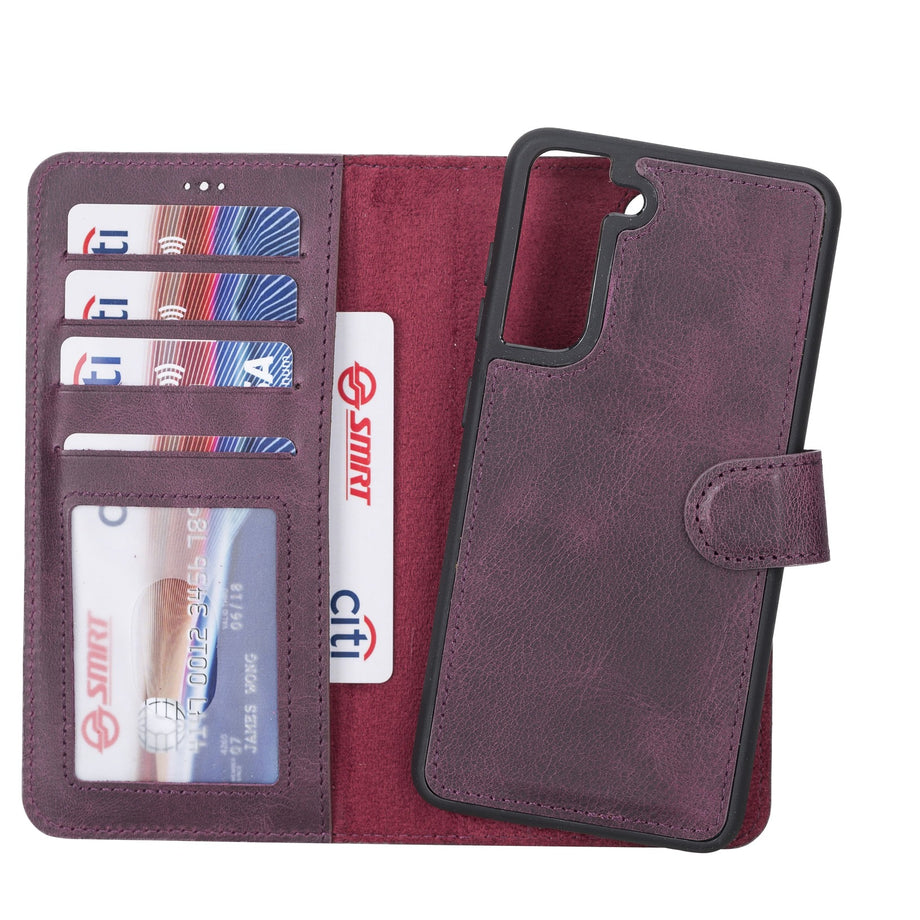 Detachable Leather Zipper Wallet Cases for Samsung Galaxy S21 Series