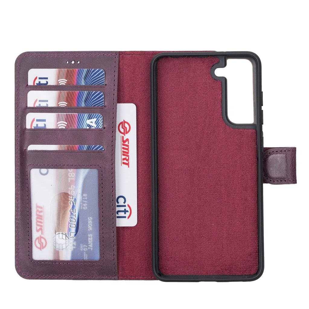 Samsung Galaxy S21 FE Purple Leather 2-in-1 Wallet Case with Card Holder - Hardiston - 2