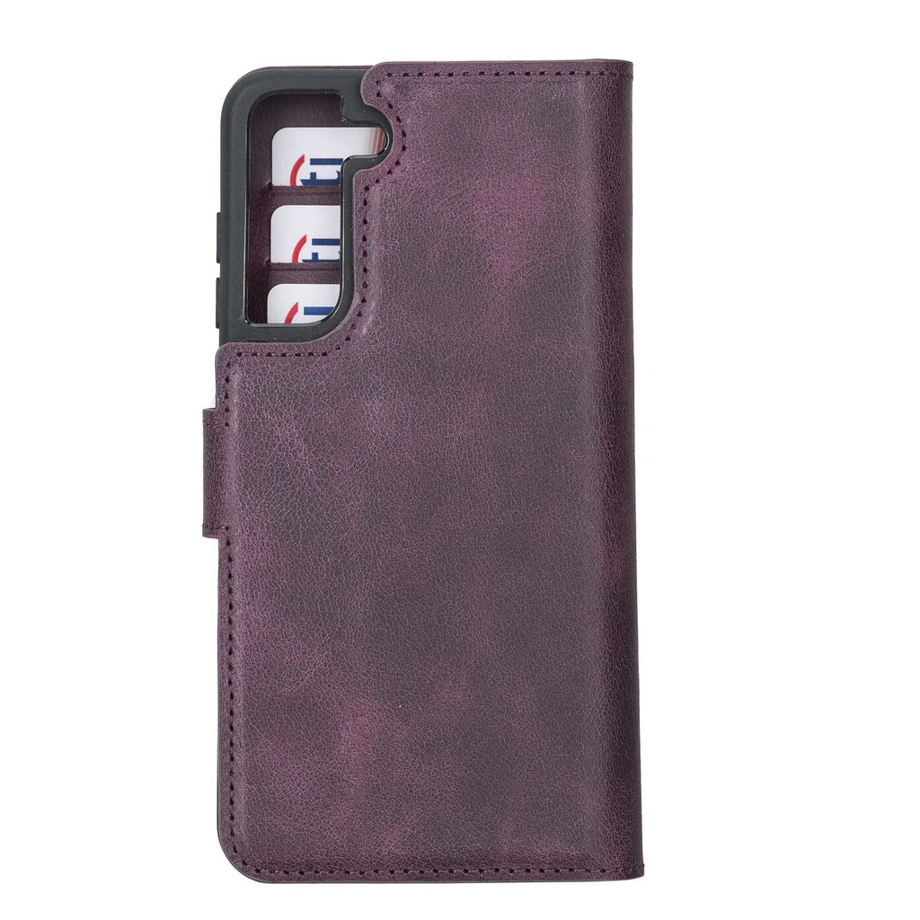 Samsung Galaxy S21 FE Purple Leather 2-in-1 Wallet Case with Card Holder - Hardiston - 4