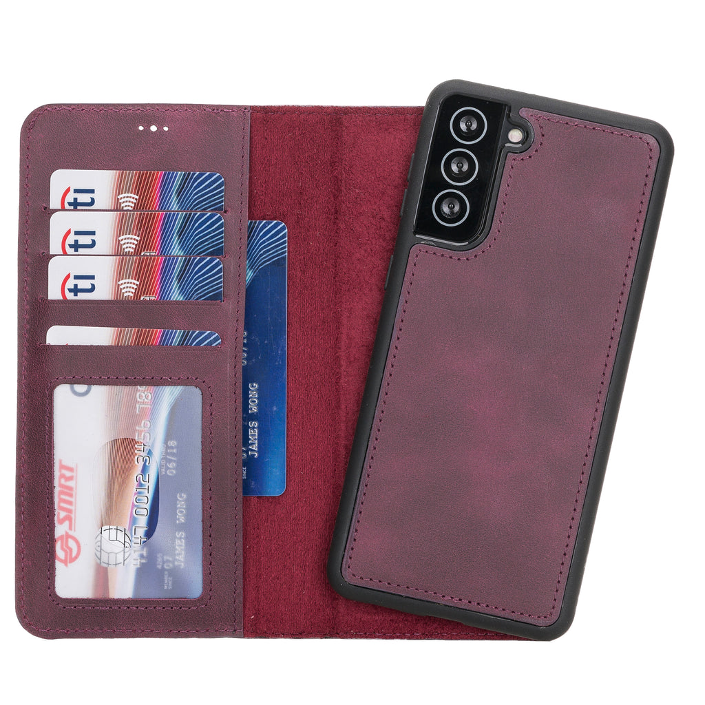 Samsung Galaxy S21+ Purple Leather 2-in-1 Wallet Case with Card Holder - Hardiston - 1
