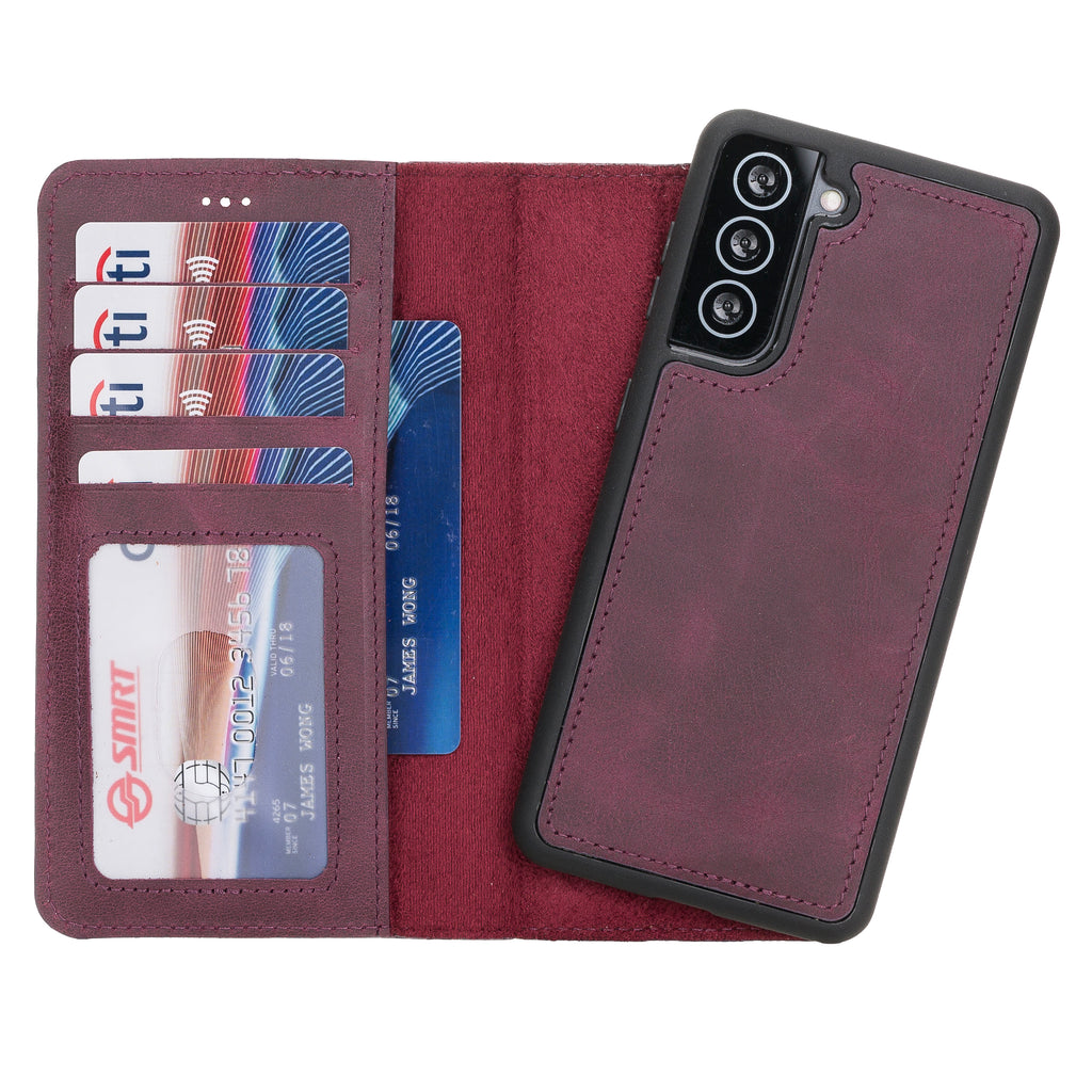 Samsung Galaxy S21 Purple Leather 2-in-1 Wallet Case with Card Holder - Hardiston - 1
