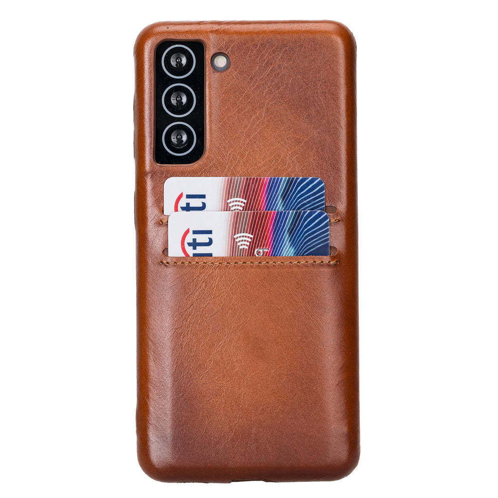 Samsung Galaxy S21 Russet Leather Snap-On Case with Card Holder - Hardiston - 1