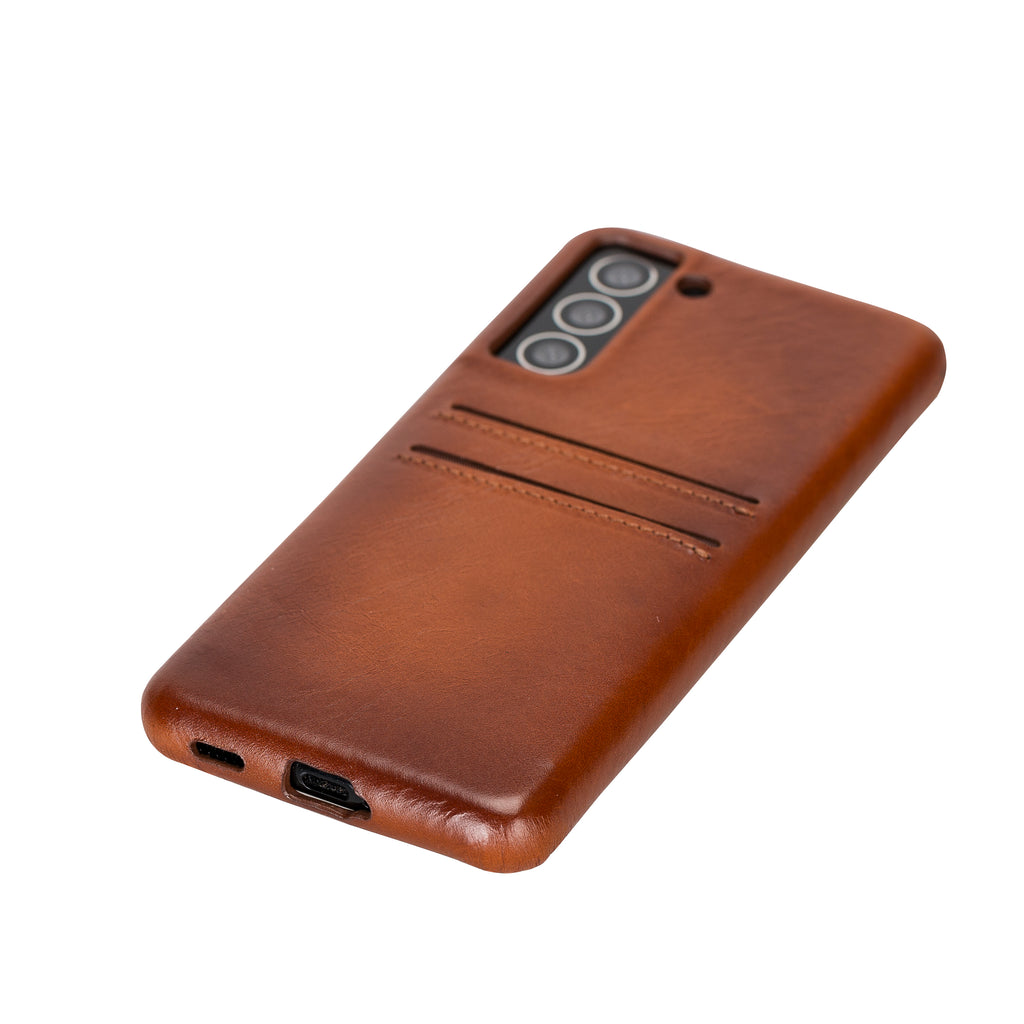 Samsung Galaxy S21 Russet Leather Snap-On Case with Card Holder - Hardiston - 4