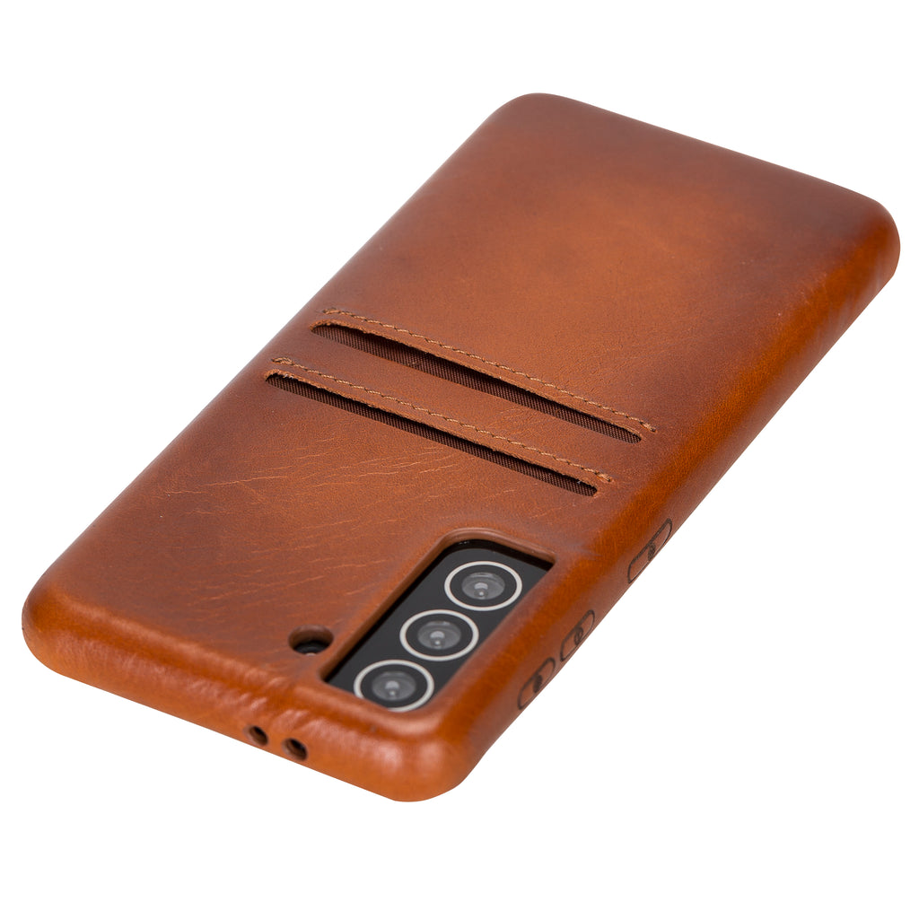 Samsung Galaxy S21 Russet Leather Snap-On Case with Card Holder - Hardiston - 5