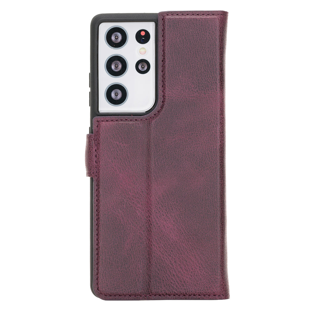 Samsung Galaxy S21 Ultra Purple Leather 2-in-1 Wallet Case with Card Holder - Hardiston - 4