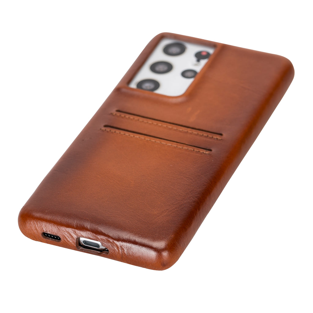 Samsung Galaxy S21 Ultra Russet Leather Snap-On Case with Card Holder - Hardiston - 4