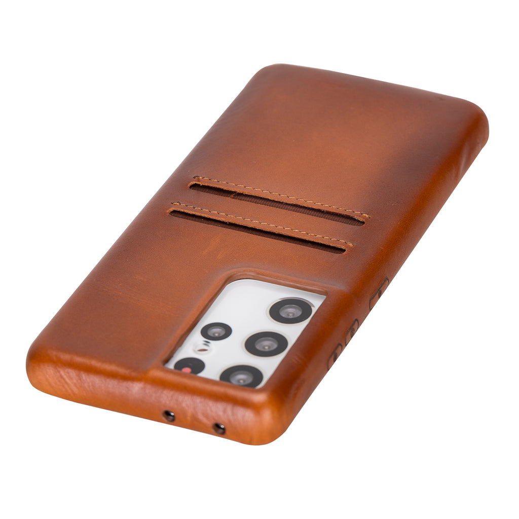 Samsung Galaxy S21 Ultra Russet Leather Snap-On Case with Card Holder - Hardiston - 5
