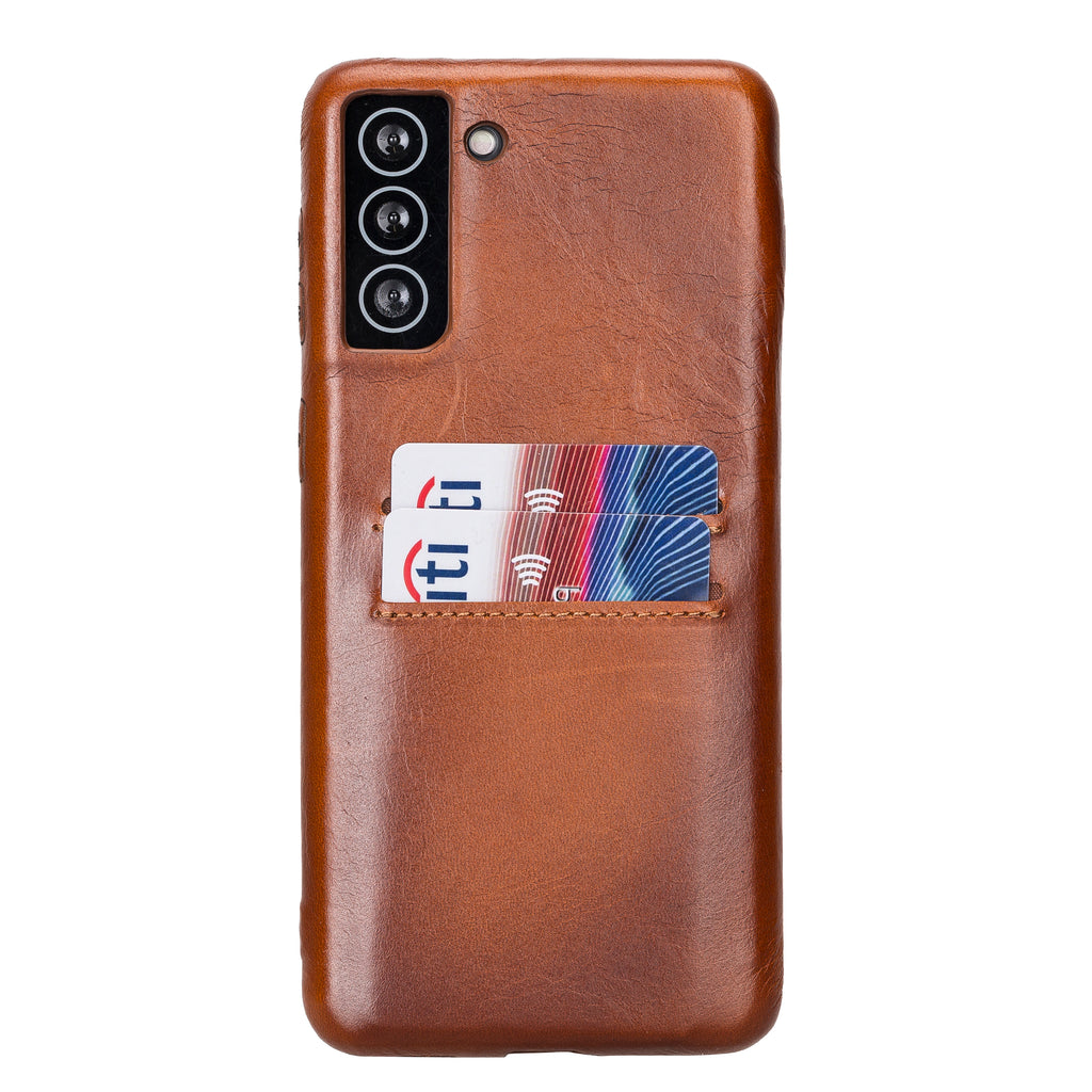 Samsung Galaxy S21+ Russet Leather Snap-On Case with Card Holder - Hardiston - 1