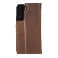 HARDISTON Genuine Premium Leather Samsung Galaxy S22 Ultra Wallet Case - Handmade - Detachable Strong Magnetic Flip Cover with Card Holders and