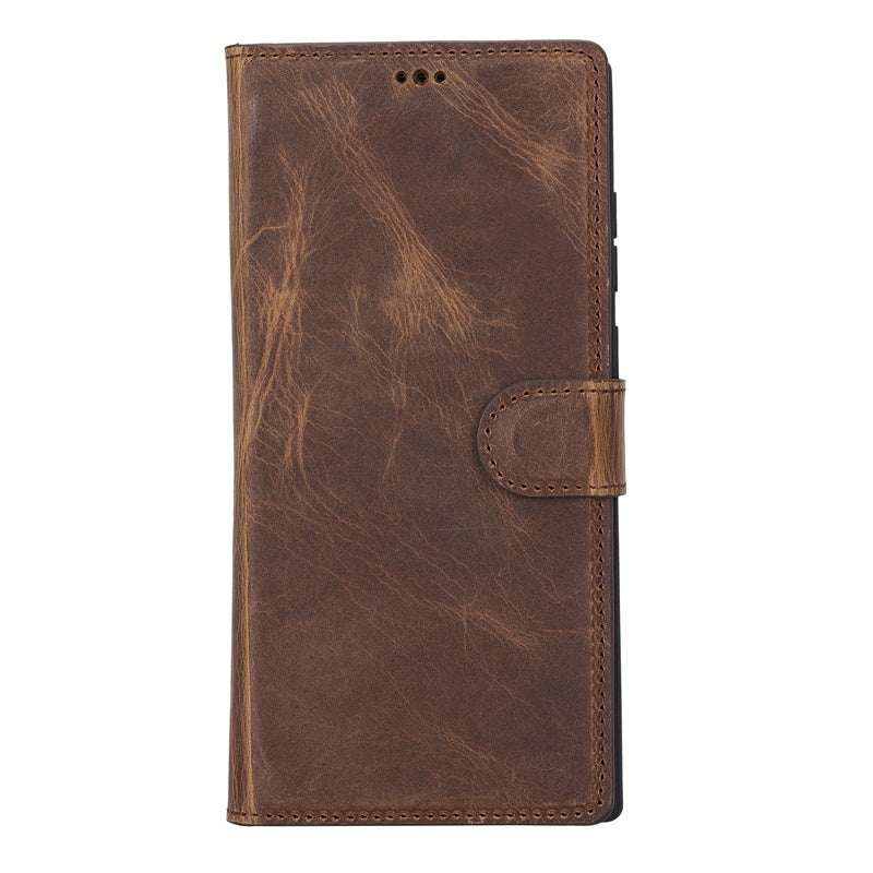 Samsung Galaxy S22 Ultra Brown Leather 2-in-1 Wallet Case with Card Holder - Hardiston - 3