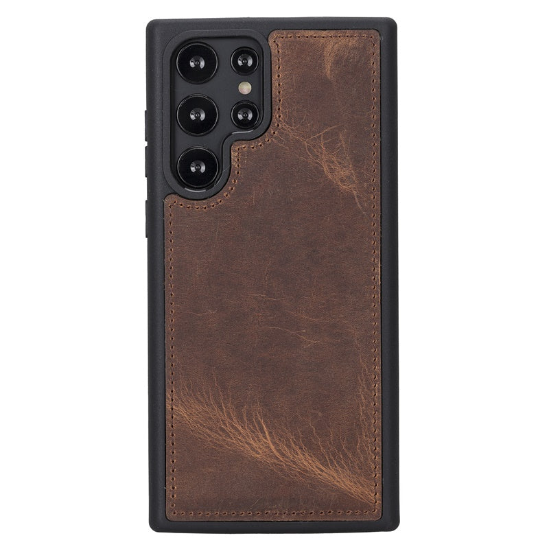Samsung Galaxy S22 Ultra Brown Leather 2-in-1 Wallet Case with Card Holder - Hardiston - 5