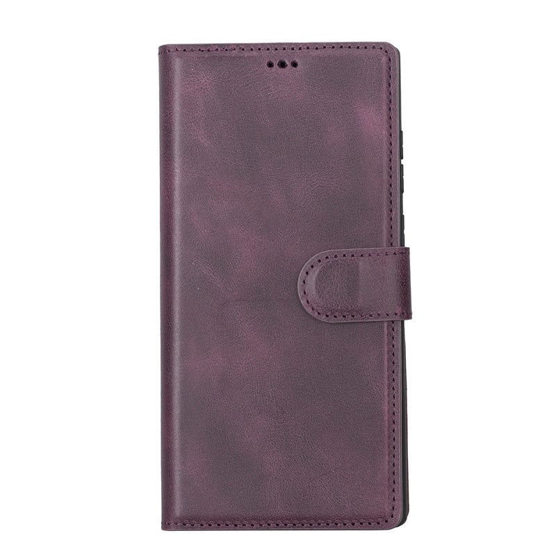 Samsung Galaxy S22 Ultra Luxury Leather Zipper Wallet Case with Wrist Strap  and 7 Card Slots Purple