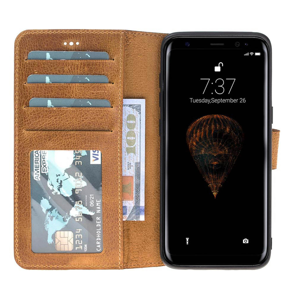 Samsung Galaxy S8 Amber Leather 2-in-1 Wallet Case with Card Holder - Hardiston - 2