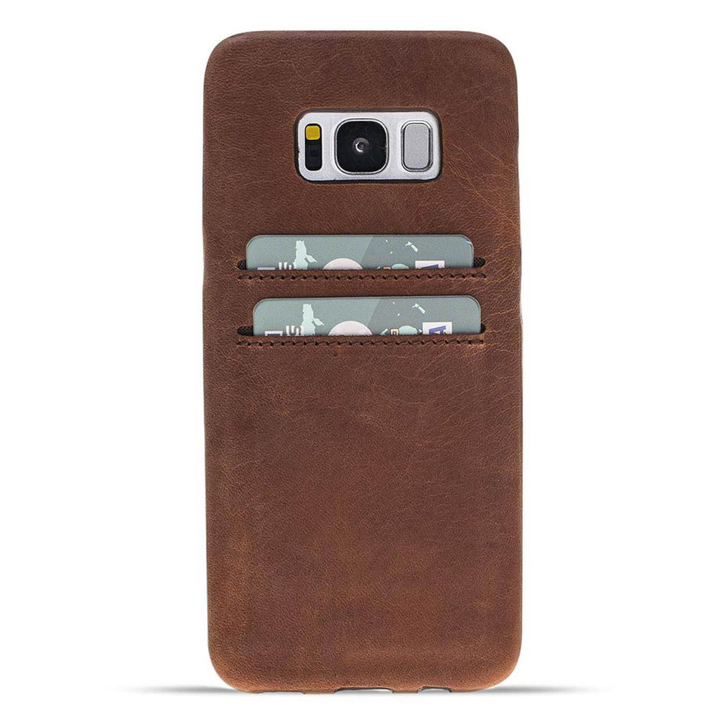 Samsung Galaxy S8 Brown Leather Snap-On Case with Card Holder - Hardiston - 1