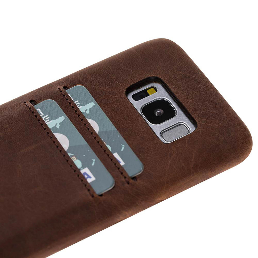 Samsung Galaxy S8 Brown Leather Snap-On Case with Card Holder - Hardiston - 4