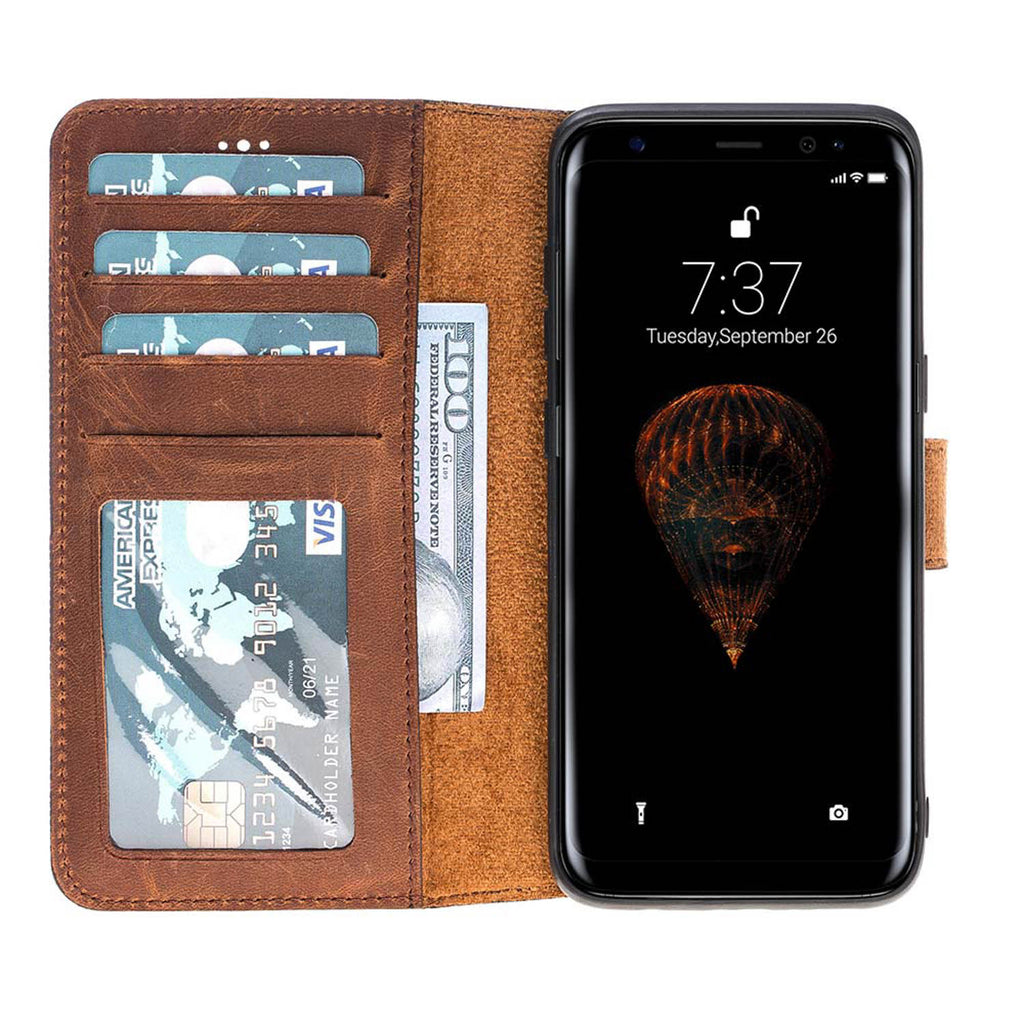Samsung Galaxy S8 Brown Leather 2-in-1 Wallet Case with Card Holder - Hardiston - 2