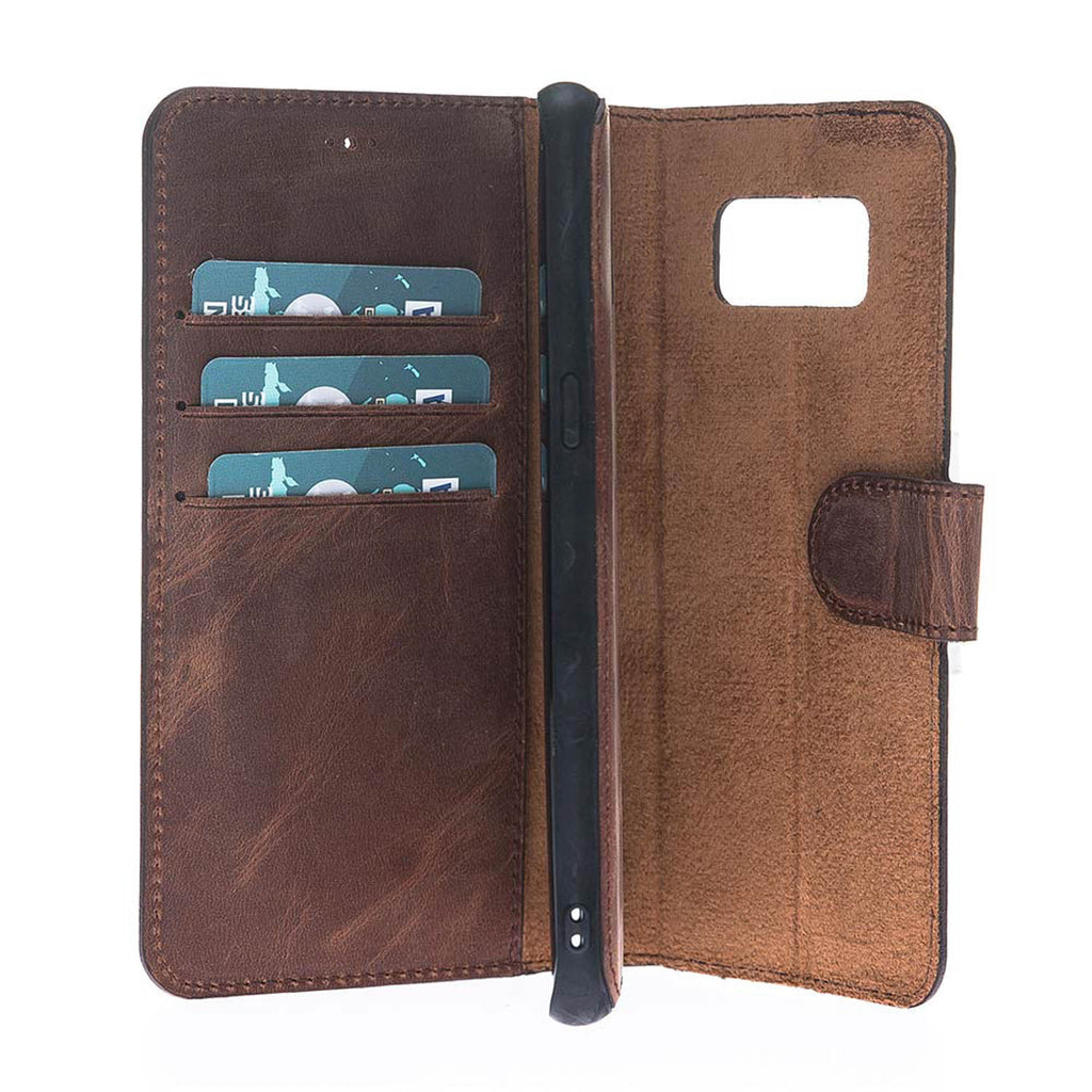 Samsung Galaxy S8 Brown Leather 2-in-1 Wallet Case with Card Holder - Hardiston - 3