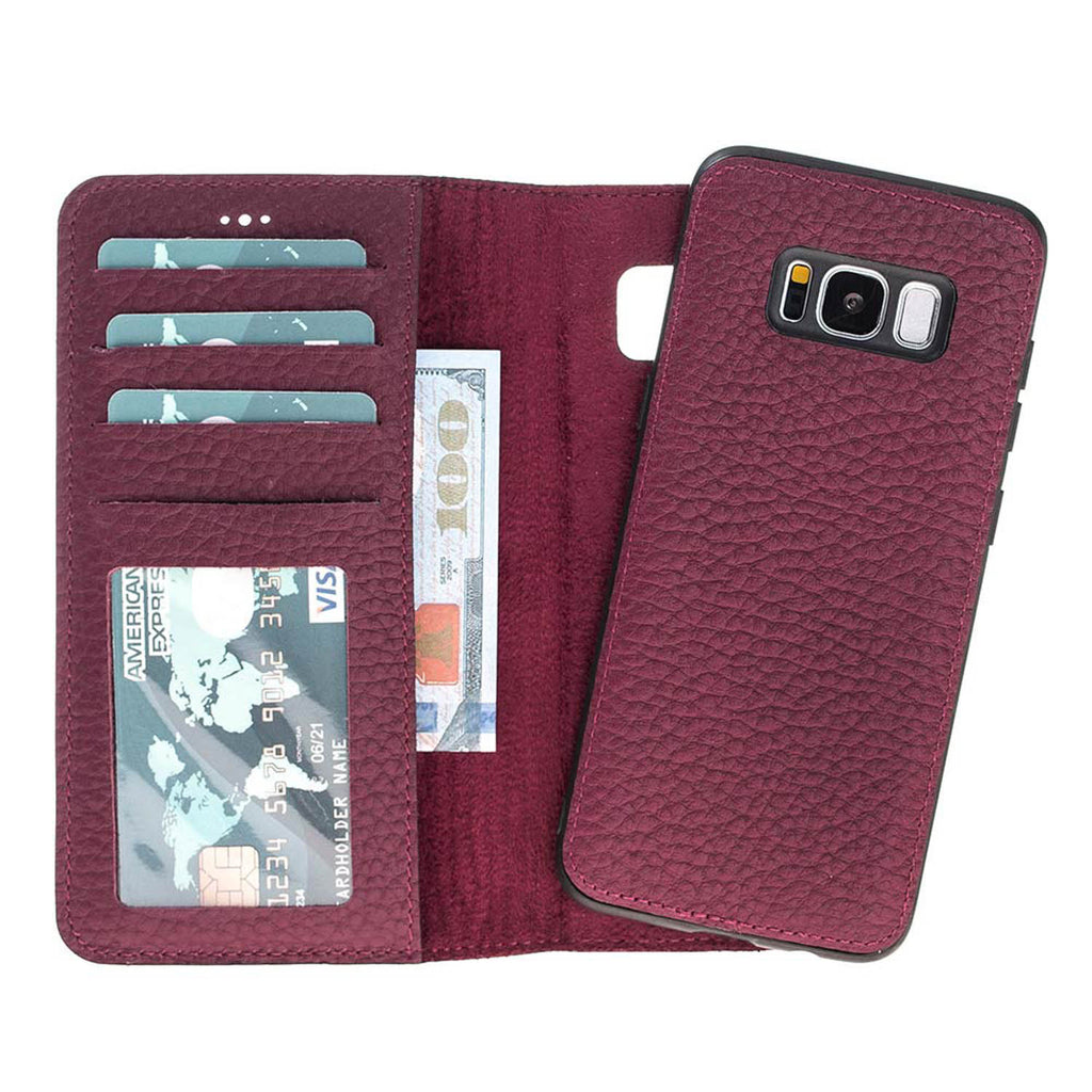 Samsung Galaxy S8 Burgundy Leather 2-in-1 Wallet Case with Card Holder - Hardiston - 1