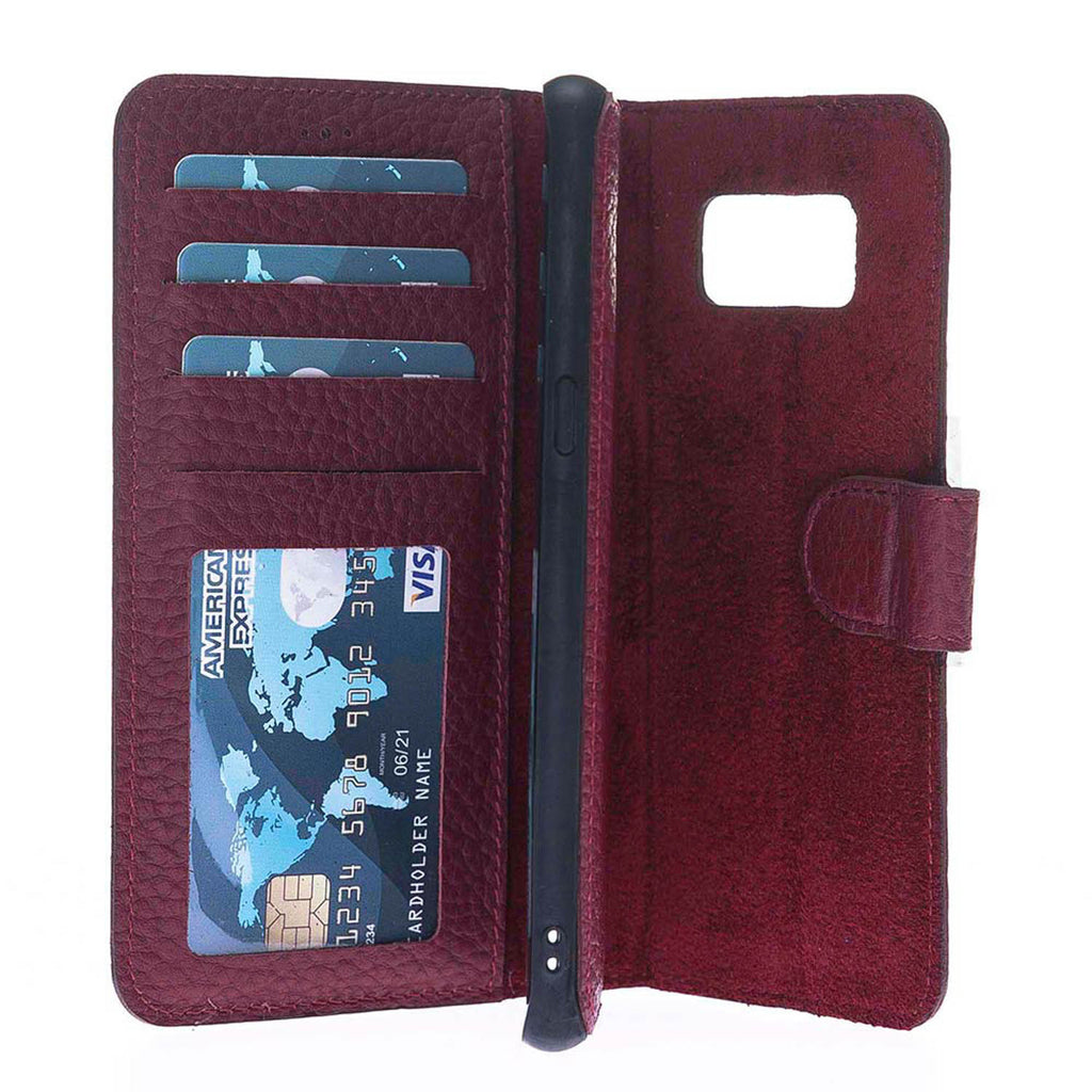 Samsung Galaxy S8 Burgundy Leather 2-in-1 Wallet Case with Card Holder - Hardiston - 3