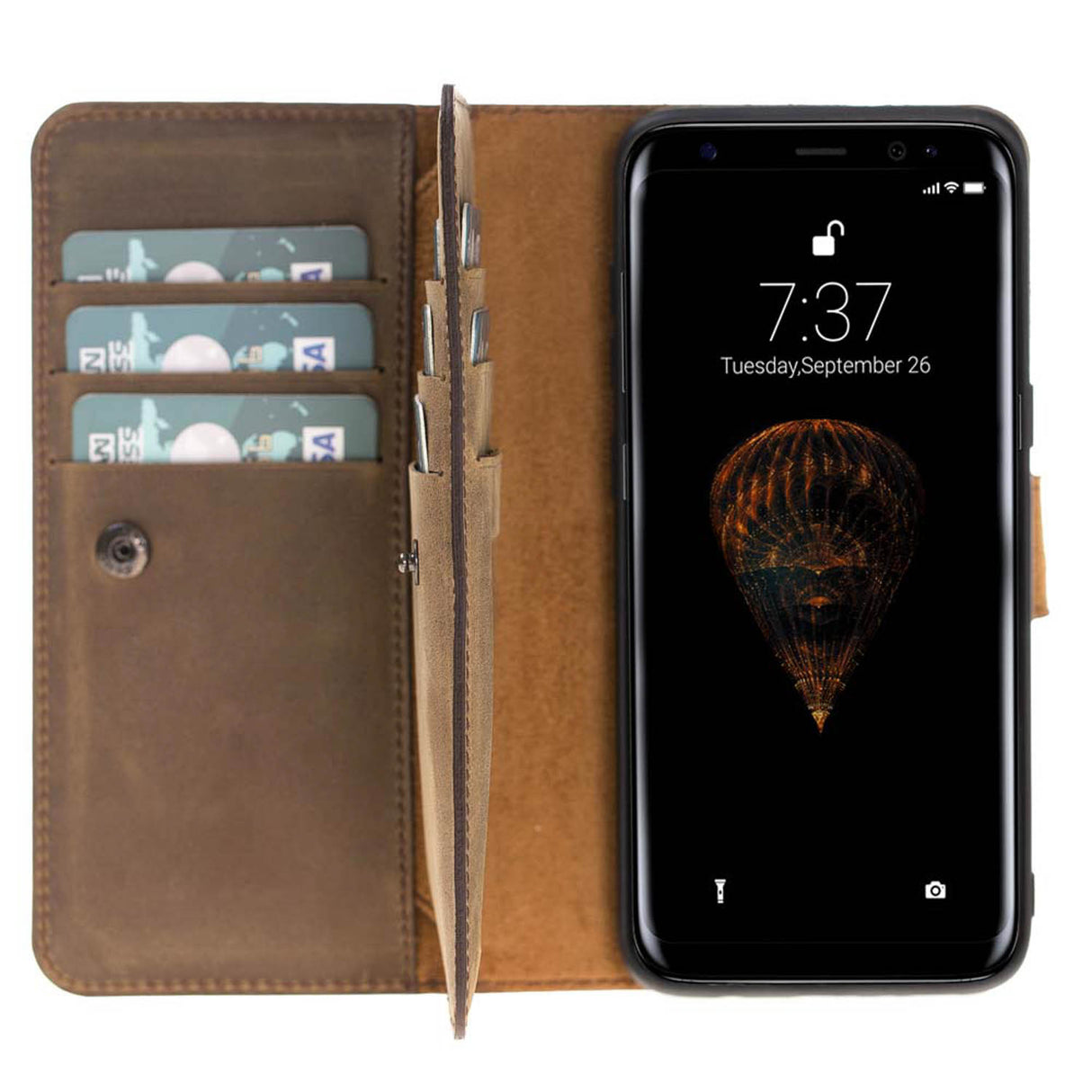 Samsung Galaxy S8 Camel Leather Detachable Dual 2-in-1 Wallet Case with Card Holder - Hardiston - 4