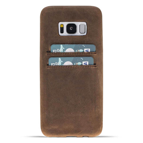 Samsung Galaxy S8 Camel Leather Snap-On Case with Card Holder - Hardiston - 1