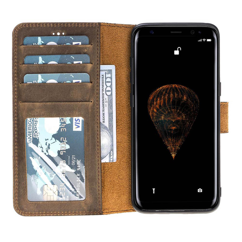 Samsung Galaxy S8 Camel Leather 2-in-1 Wallet Case with Card Holder - Hardiston - 2