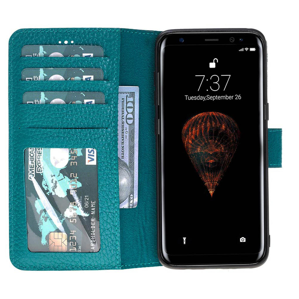 Samsung Galaxy S8 Green Leather 2-in-1 Wallet Case with Card Holder - Hardiston - 2
