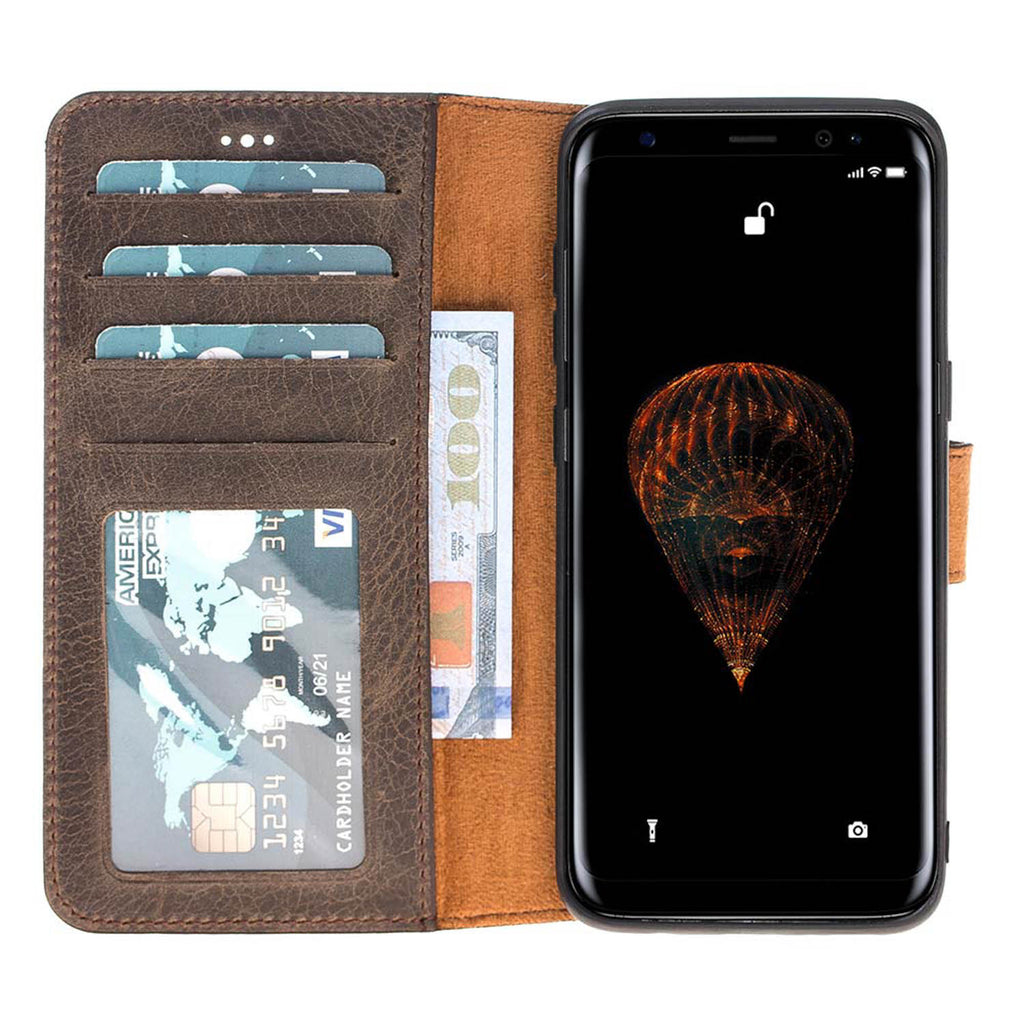 Samsung Galaxy S8 Mocha Leather 2-in-1 Wallet Case with Card Holder - Hardiston - 2