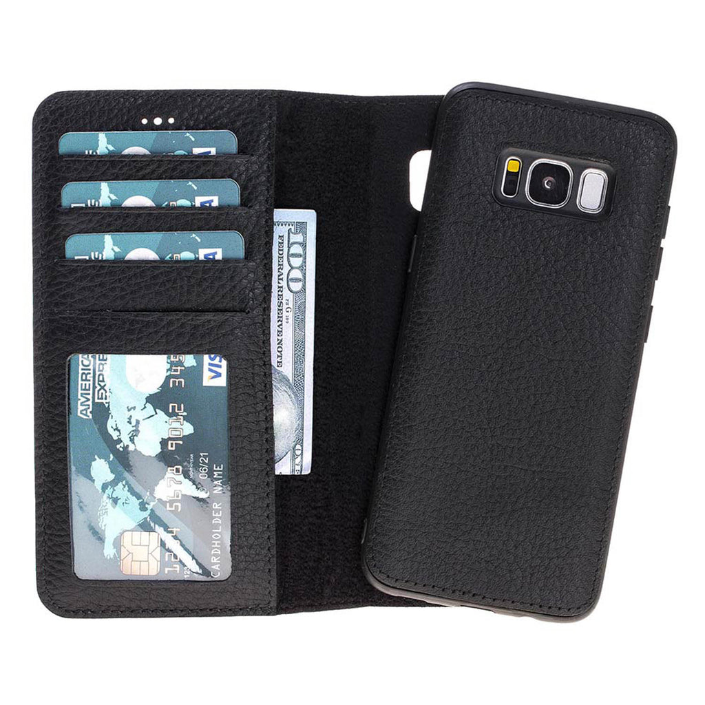 Samsung Galaxy S8+ Black Leather 2-in-1 Wallet Case with Card Holder - Hardiston - 1