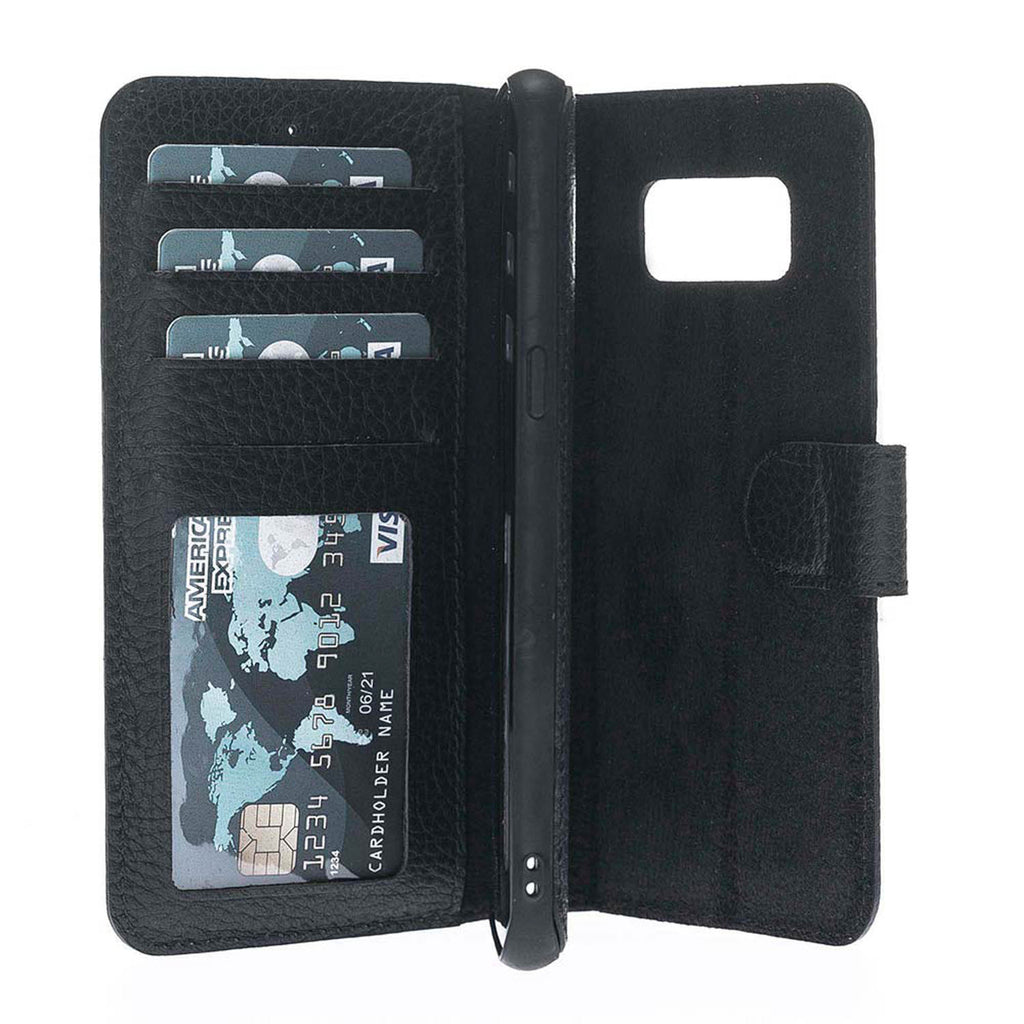 Samsung Galaxy S8+ Black Leather 2-in-1 Wallet Case with Card Holder - Hardiston - 3