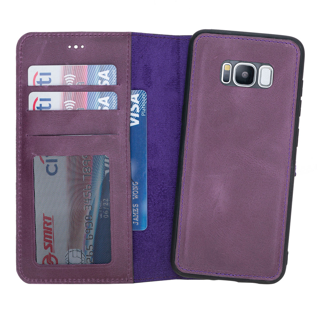 Samsung Galaxy S8+ Purple Leather 2-in-1 Wallet Case with Card Holder - Hardiston - 1