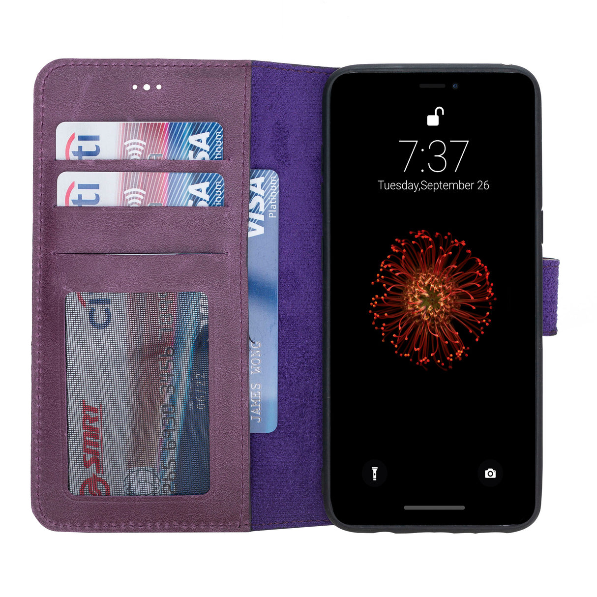 Samsung Galaxy S8+ Purple Leather 2-in-1 Wallet Case with Card Holder - Hardiston - 2