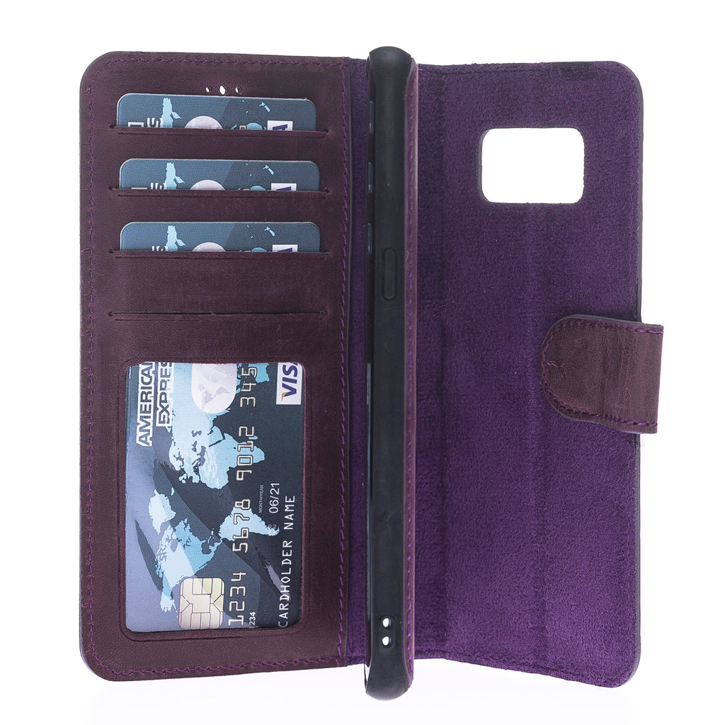 Samsung Galaxy S8+ Purple Leather 2-in-1 Wallet Case with Card Holder - Hardiston - 3