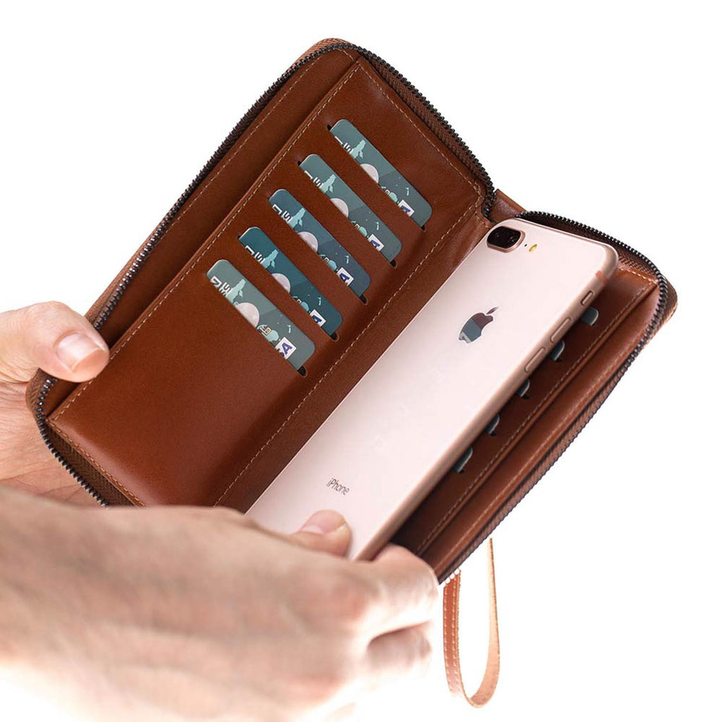 Samsung Galaxy S8+ Russet Leather 2-in-1 Purse Wallet with Card Holder - Hardiston - 4