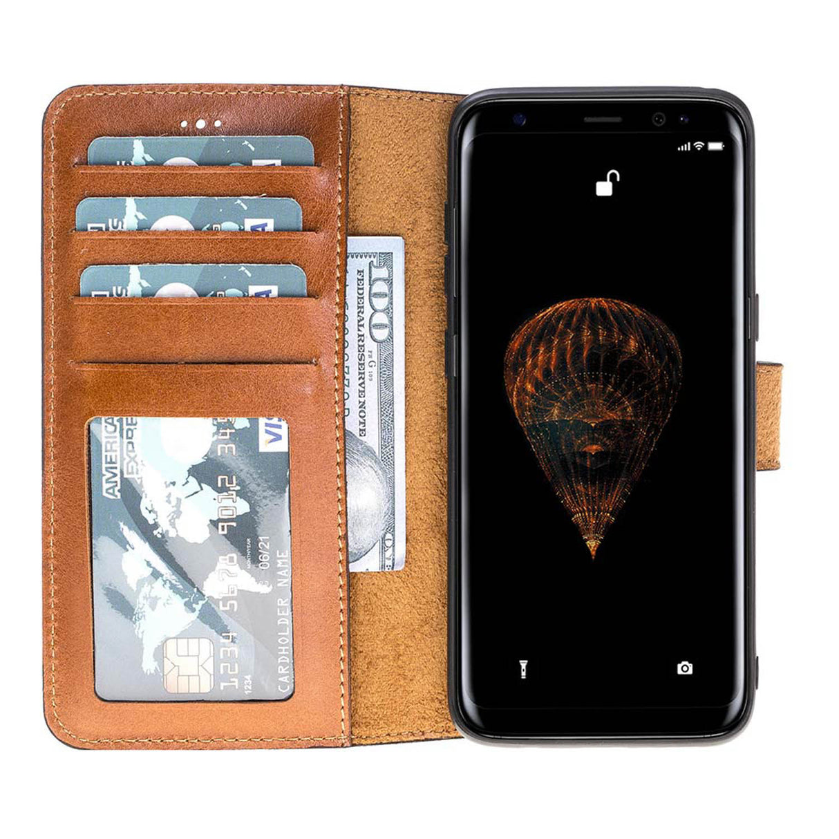 Samsung Galaxy S8+ Russet Leather 2-in-1 Wallet Case with Card Holder - Hardiston - 2