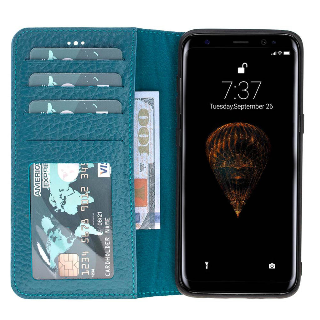 Samsung Galaxy S8+ Turquoise Leather 2-in-1 Wallet Case with Card Holder - Hardiston - 2