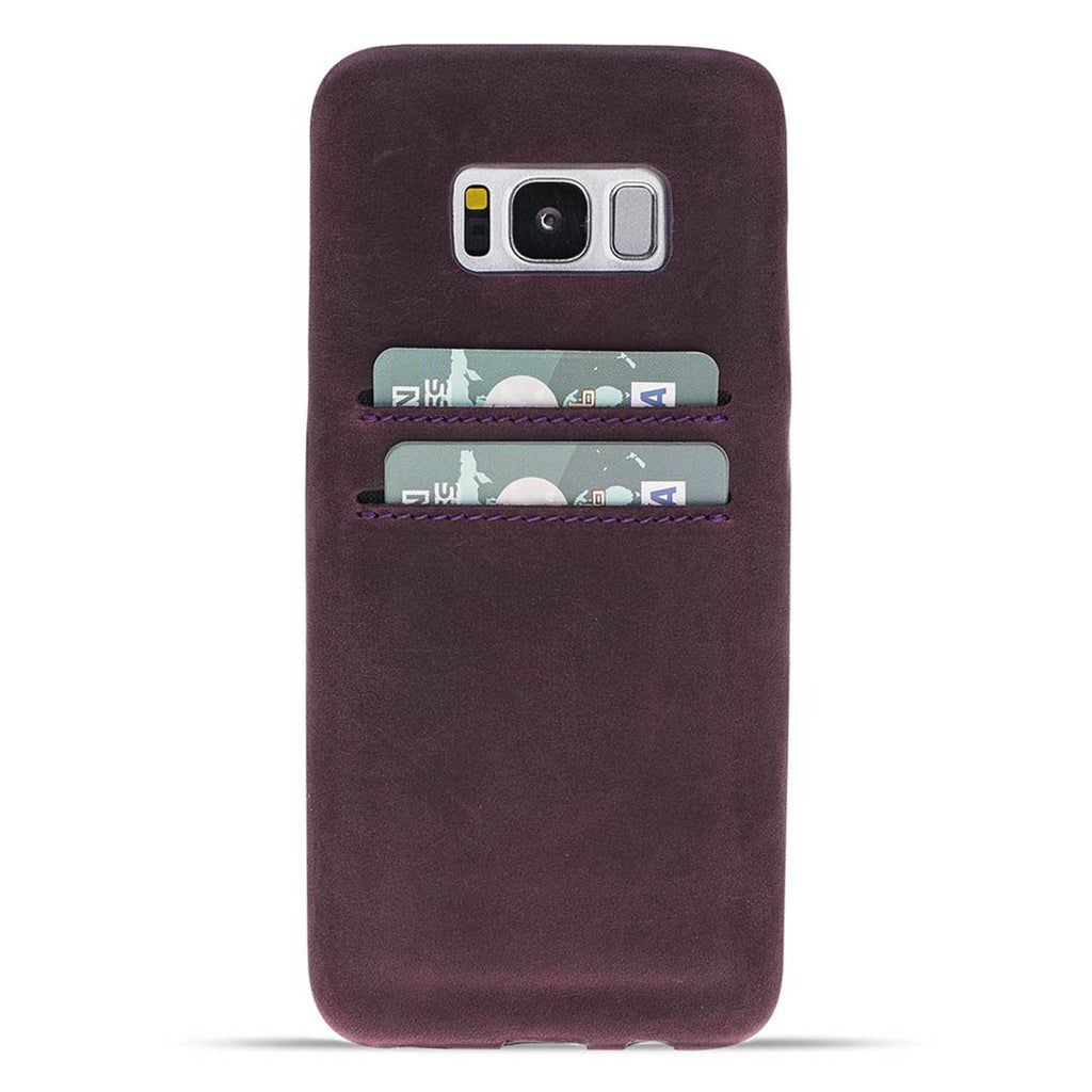 Samsung Galaxy S8 Purple Leather Snap-On Case with Card Holder - Hardiston - 1