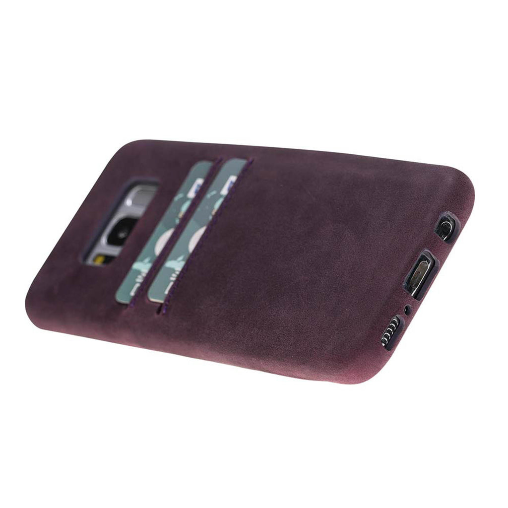 Samsung Galaxy S8 Purple Leather Snap-On Case with Card Holder - Hardiston - 5