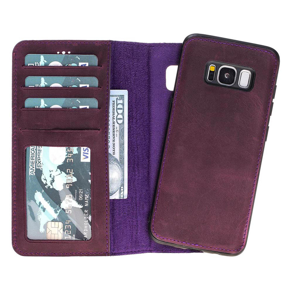 Samsung Galaxy S8 Purple Leather 2-in-1 Wallet Case with Card Holder - Hardiston - 1